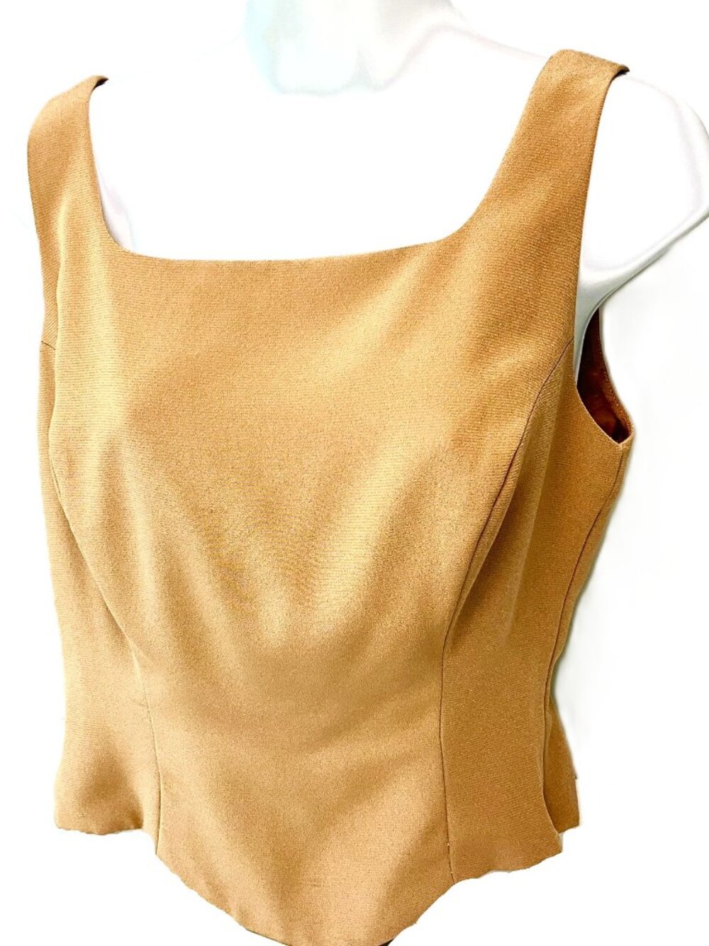 Peter Aedo Barcelona 100% Silk Bronze Satin Sleeveless Top Size 8 Made in Spain